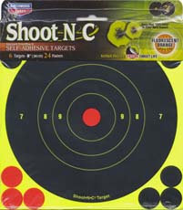Shoot-N-C Targets
8" bullseye,
6 sheet pack of self adhesive targets Shoot-N-C Targets
8" bullseye,
6 sheet pack of self adhesive targets